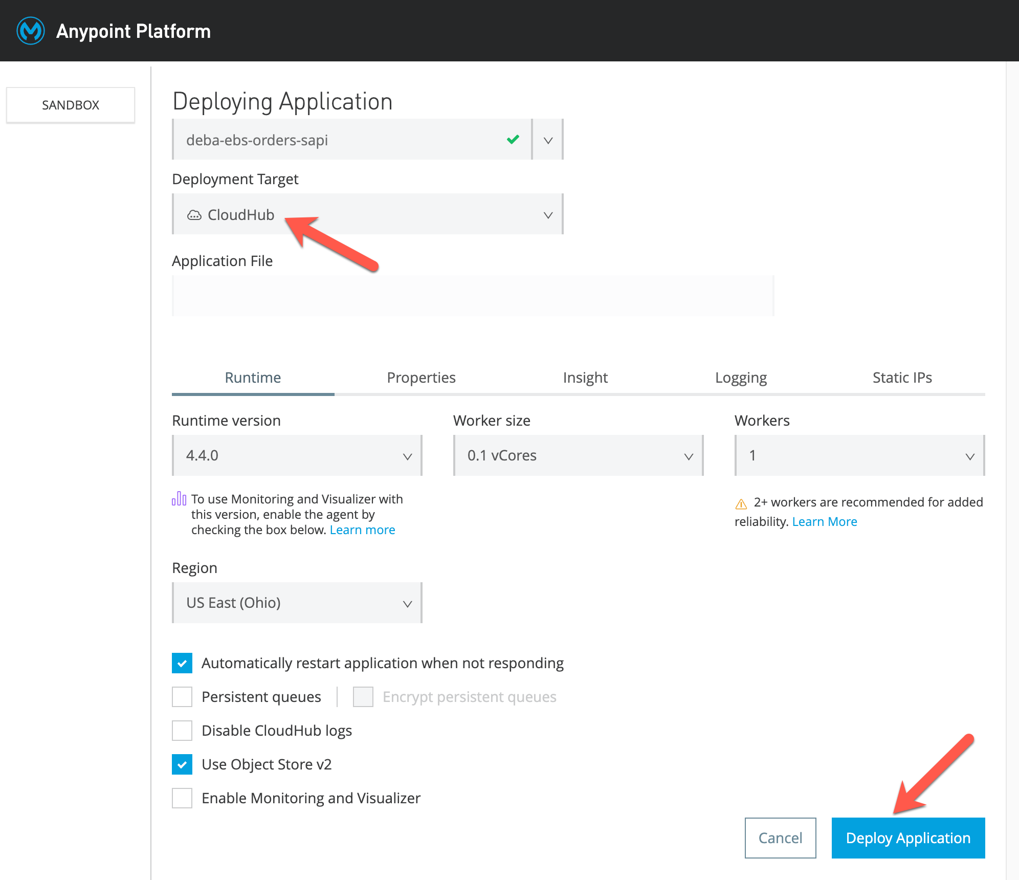 CloudHub deploy 2